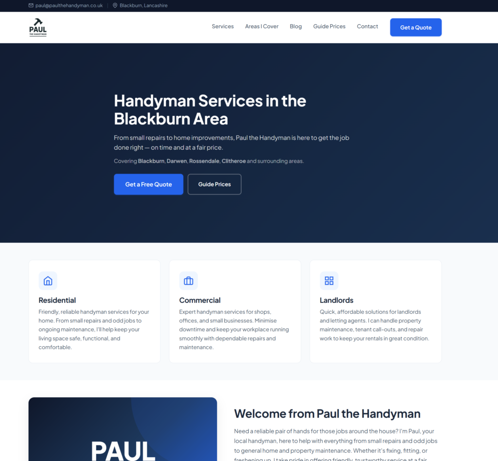 Paul the Handyman website screenshot